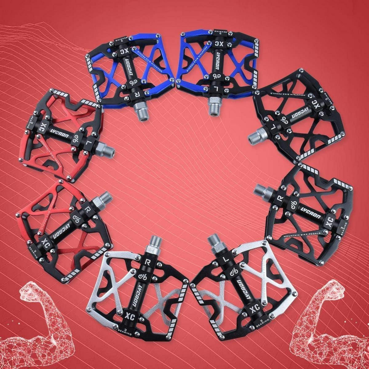 FAHRRADPEDALE MTB rutschfest CNC Aluminiumlegierung rot - Multicolor, Metall (10.5/2.5/11.5cm)