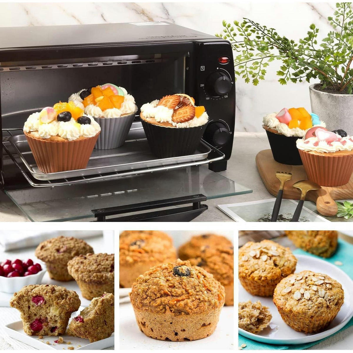 MUFFINFORMEN Silikon 12er-Pack 9,2 cm - Multicolor, Kunststoff (5.7/5/9.2cm)