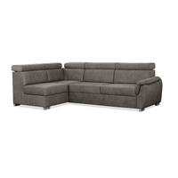 ECKSOFA Ravini Braun, mit Bettzeugablage und verstellbaren Kopfstützen, linke seite - Braun, Holzwerkstoff (253/156cm) - Bettso