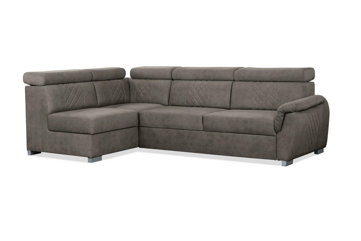 ECKSOFA Ravini Braun, mit Bettzeugablage und verstellbaren Kopfstützen, linke seite - Braun, Holzwerkstoff (253/156cm) - Bettso