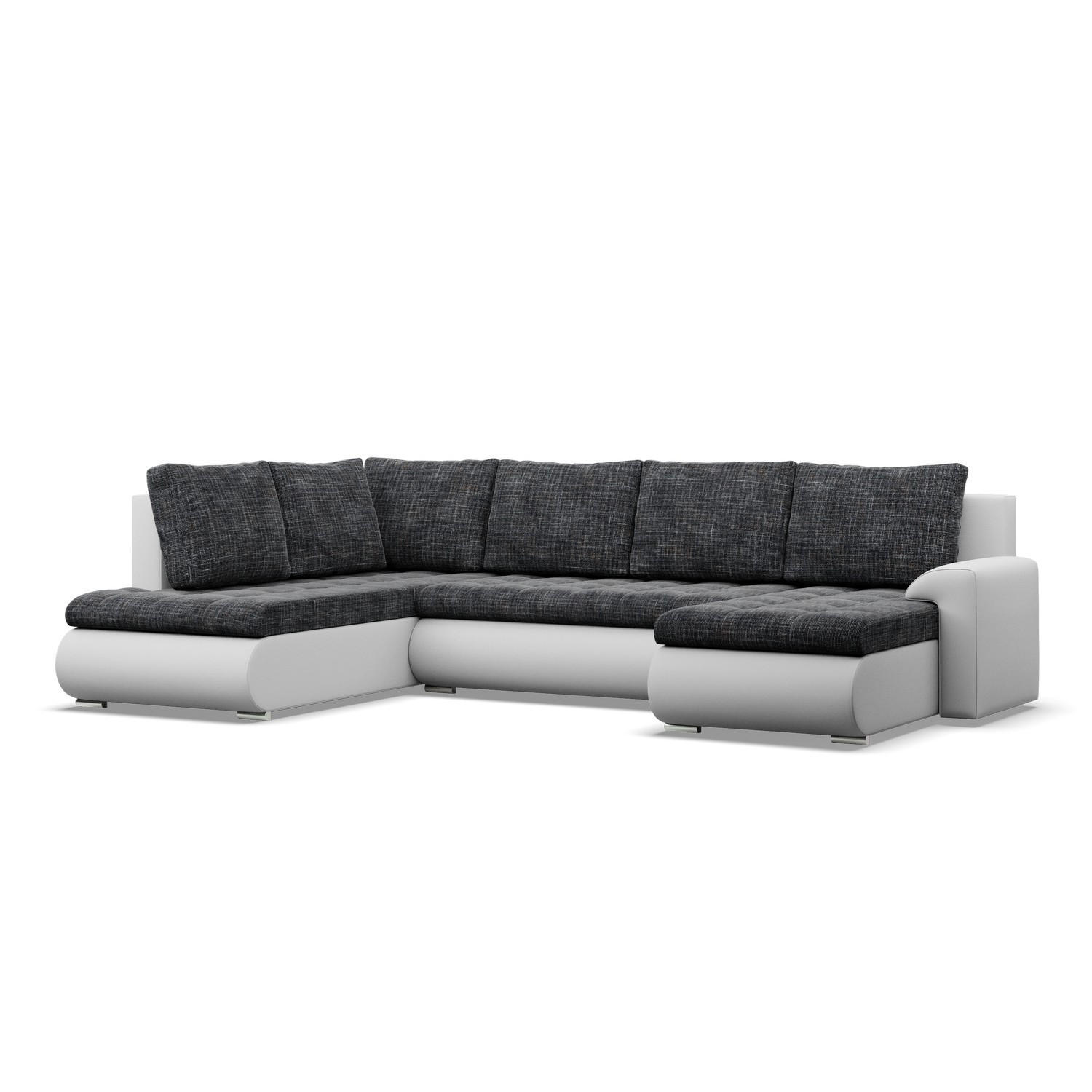 U-SOFA MIT SCHLAFFUNKTION FORESTA, Schwarz + Grau - Schwarz/Grau, Textil (300/89/200cm)