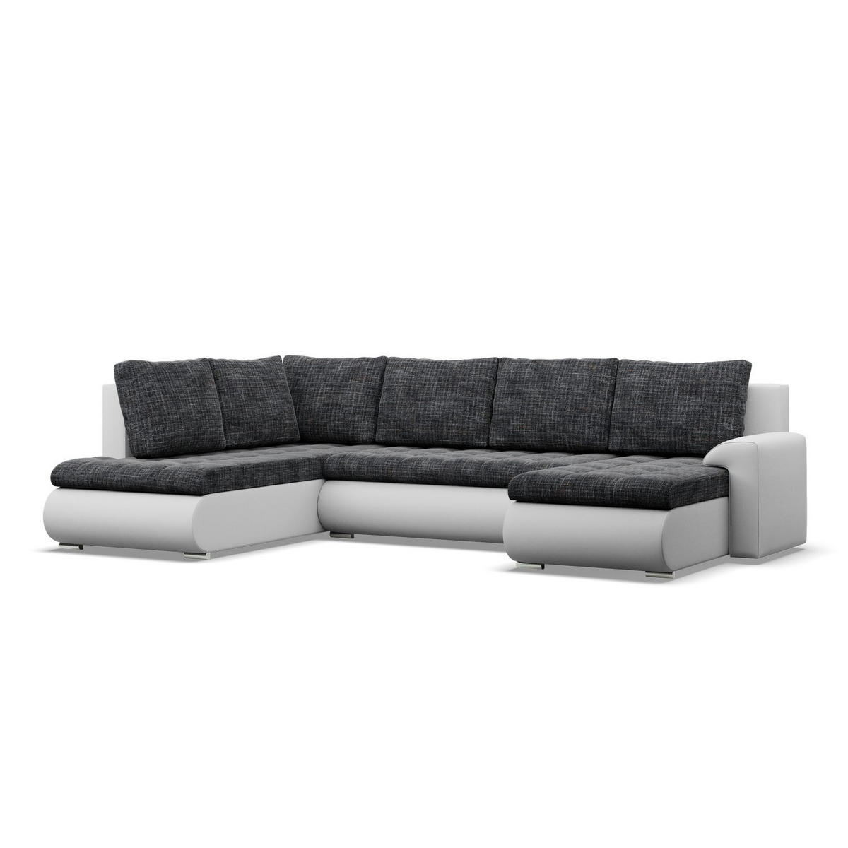 U-SOFA MIT SCHLAFFUNKTION FORESTA, Schwarz + Grau - Schwarz/Grau, Textil (300/89/200cm)