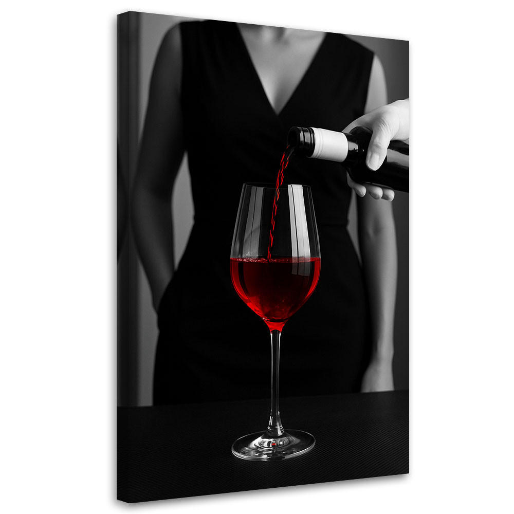 LEINWANDBILD Frau Rotwein 80x120cm - Schwarz, Textil (80/120cm) - Feeby