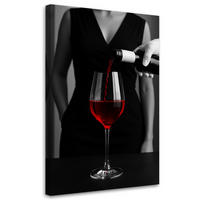 LEINWANDBILD Frau Rotwein 80x120cm - Schwarz, Textil (80/120cm) - Feeby