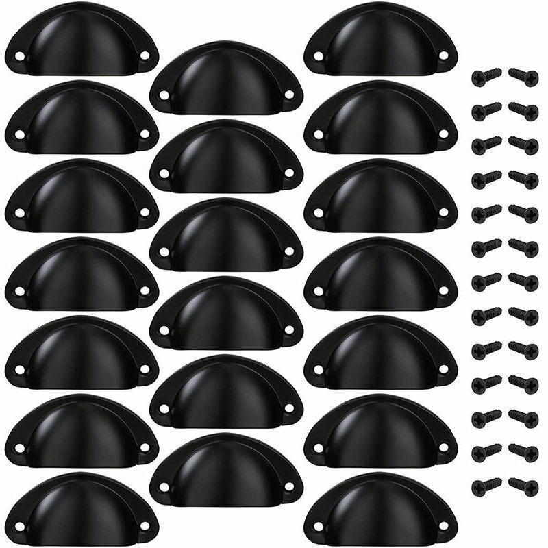 MÖBELGRIFF Schwarz 20er-Set - Multicolor, Metall (9.6/2.5/2.6cm)