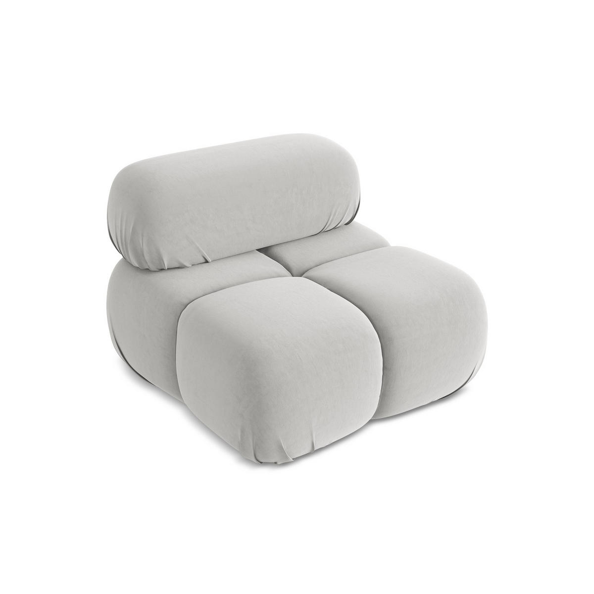 SESSEL Samt Stoff Grau - Silberfarben/Schwarz, Kunststoff/Textil (96/70/95cm) - LaMiaSofa