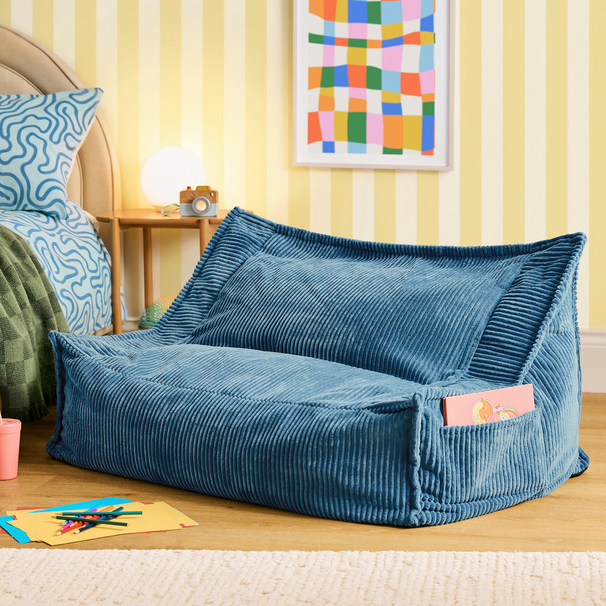 KINDERSITZSACK Sofa Francesco - Blau, Textil (107/60/67cm) - icon