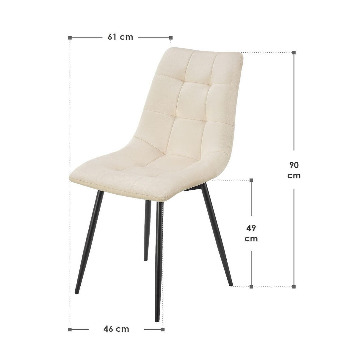 ESSZIMMERSTUHL Blanca Samt beige (2er Set) - Beige, Textil (46/90/61cm) - Juskys