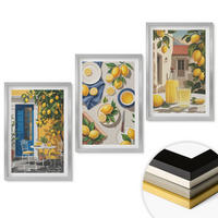 WANDBILDER 3er Set - 40x60 cm Silberner Rahmen - Zitronengarten mit Getränken - Silberfarben, Kunststoff (40/60cm) - ArtPrintCave