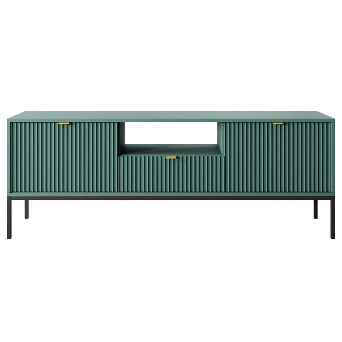 LOWBOARD TV NANAIMO RTV1-2D1S Profilierte Fronten, Grün - Grün, Holzwerkstoff/Kunststoff (154/56/39cm) - Komodee