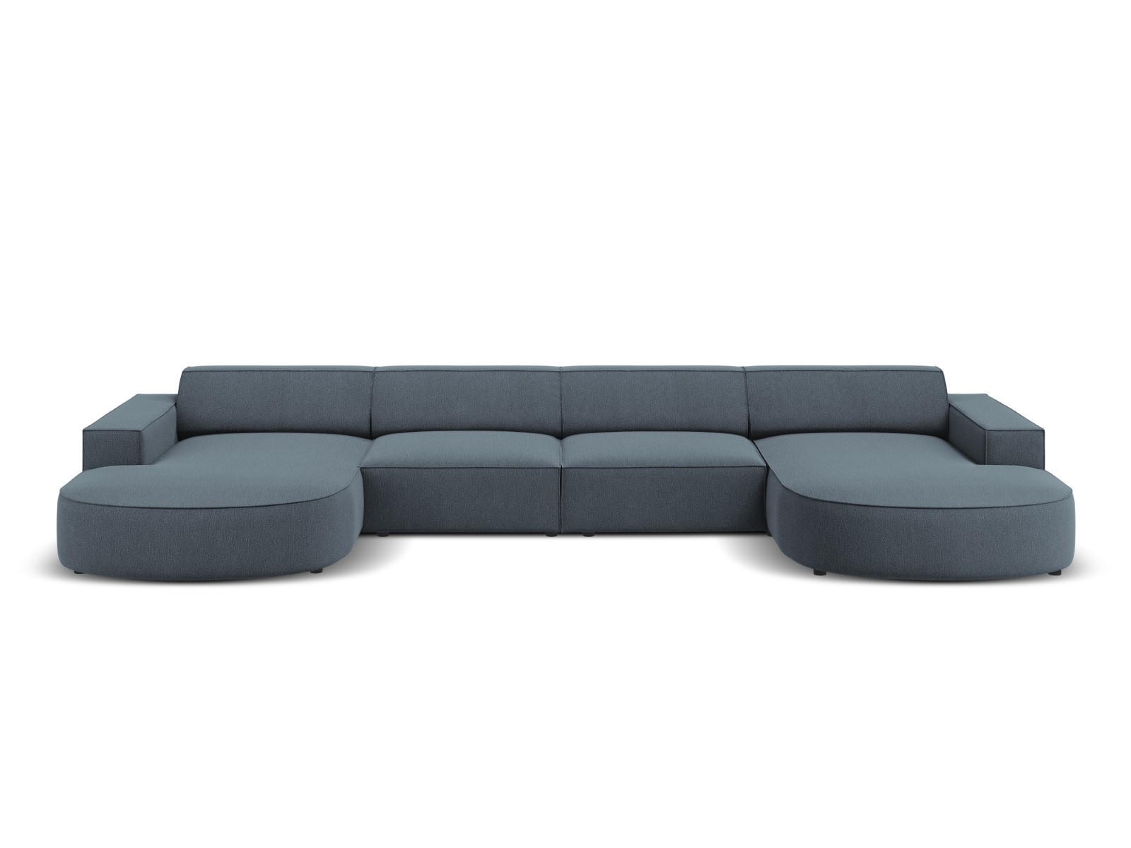 PANORAMASOFA Jodie aus strukturiertem Stoff blau 6 Sitzplätze - Blau, Textil (166/70/364cm) - Micadoni