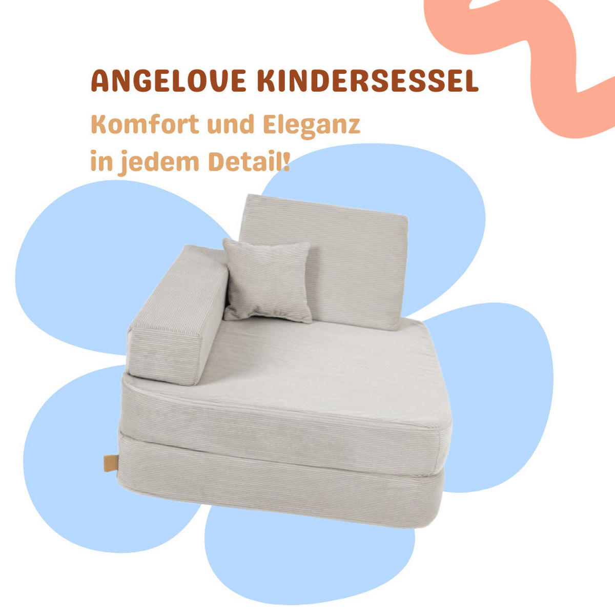 KINDERSESSEL, Angelove, Cordsamt, Grau - Grau, Textil (80/24/80cm)
