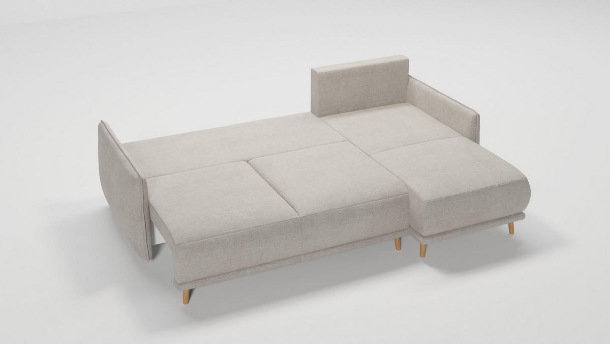 ECKSOFA Chroma Beige Luxusmicrofaser - Ecru/Beige, Holz/Textil (238/170cm) - S-Style Möbel