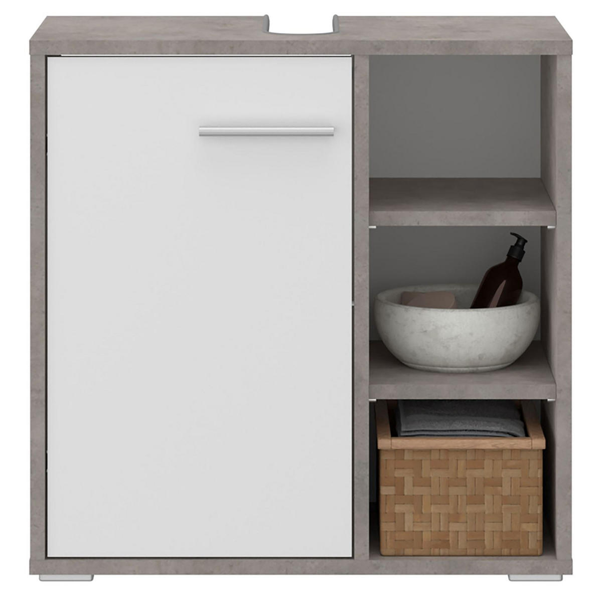 WASCHBECKENUNTERSCHRANK ORNA - Weiß/Grau, Holzwerkstoff (60/60/30cm) - CARO-Möbel
