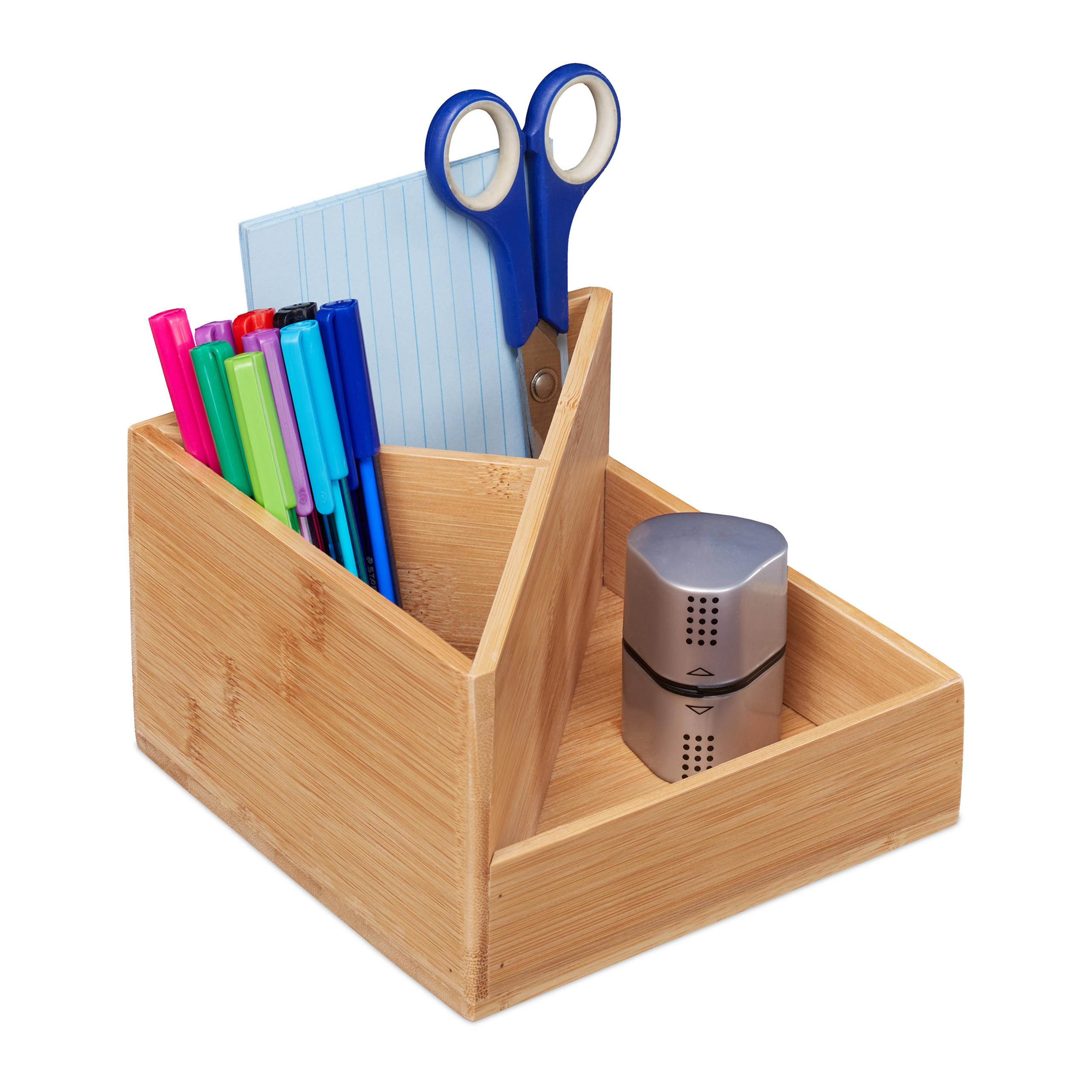 STIFTEHALTER - Hellbraun, Holz/Holzwerkstoff (16.5/16.5/10.5cm) - Relaxdays