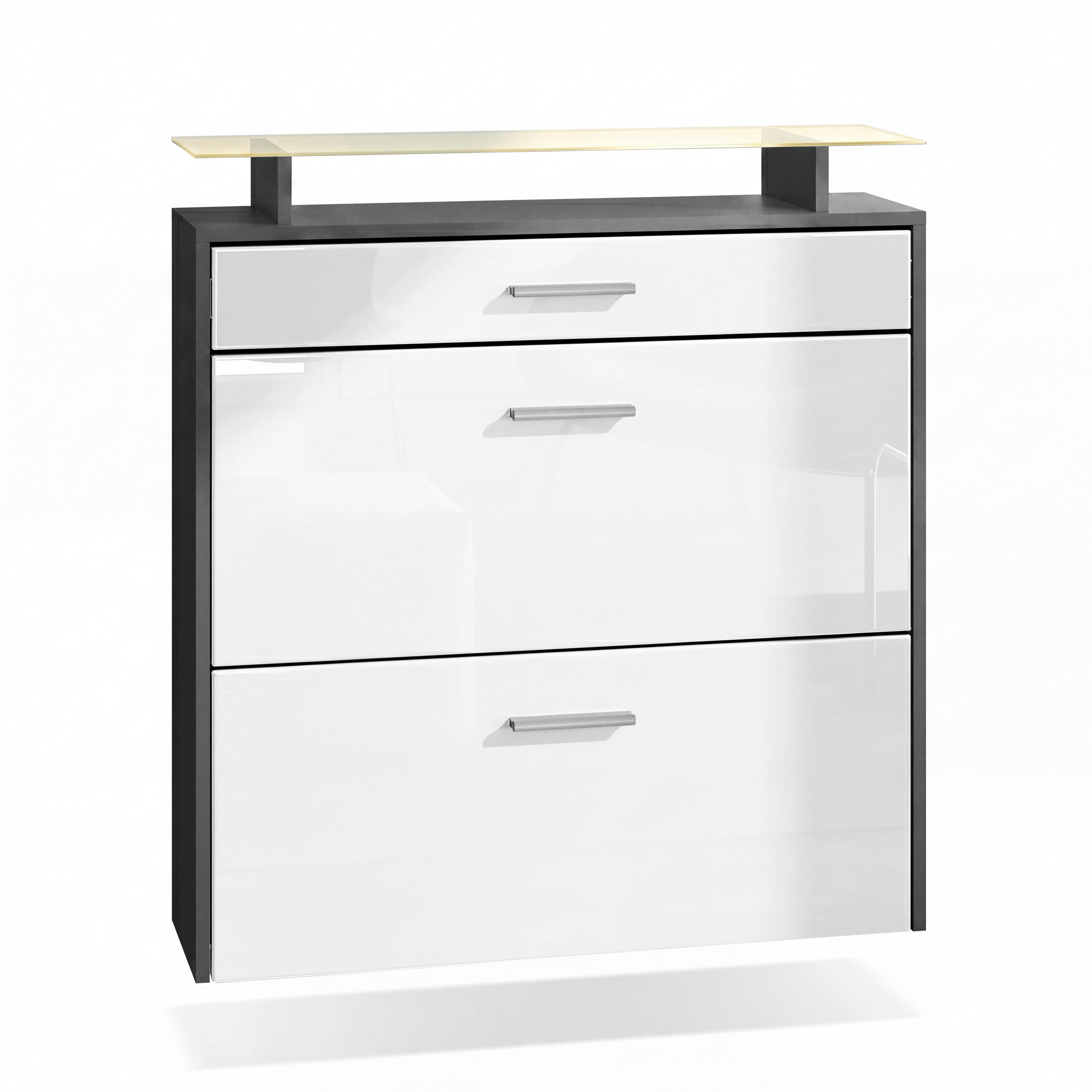 SCHUHSCHRANK Malea Fronten in Weiß Hochglanz - Weiß Hochglanz, Holzwerkstoff (89/96/23cm) - Vladon