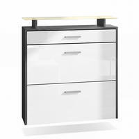 SCHUHSCHRANK Malea Fronten in Weiß Hochglanz - Weiß Hochglanz, Holzwerkstoff (89/96/23cm) - Vladon