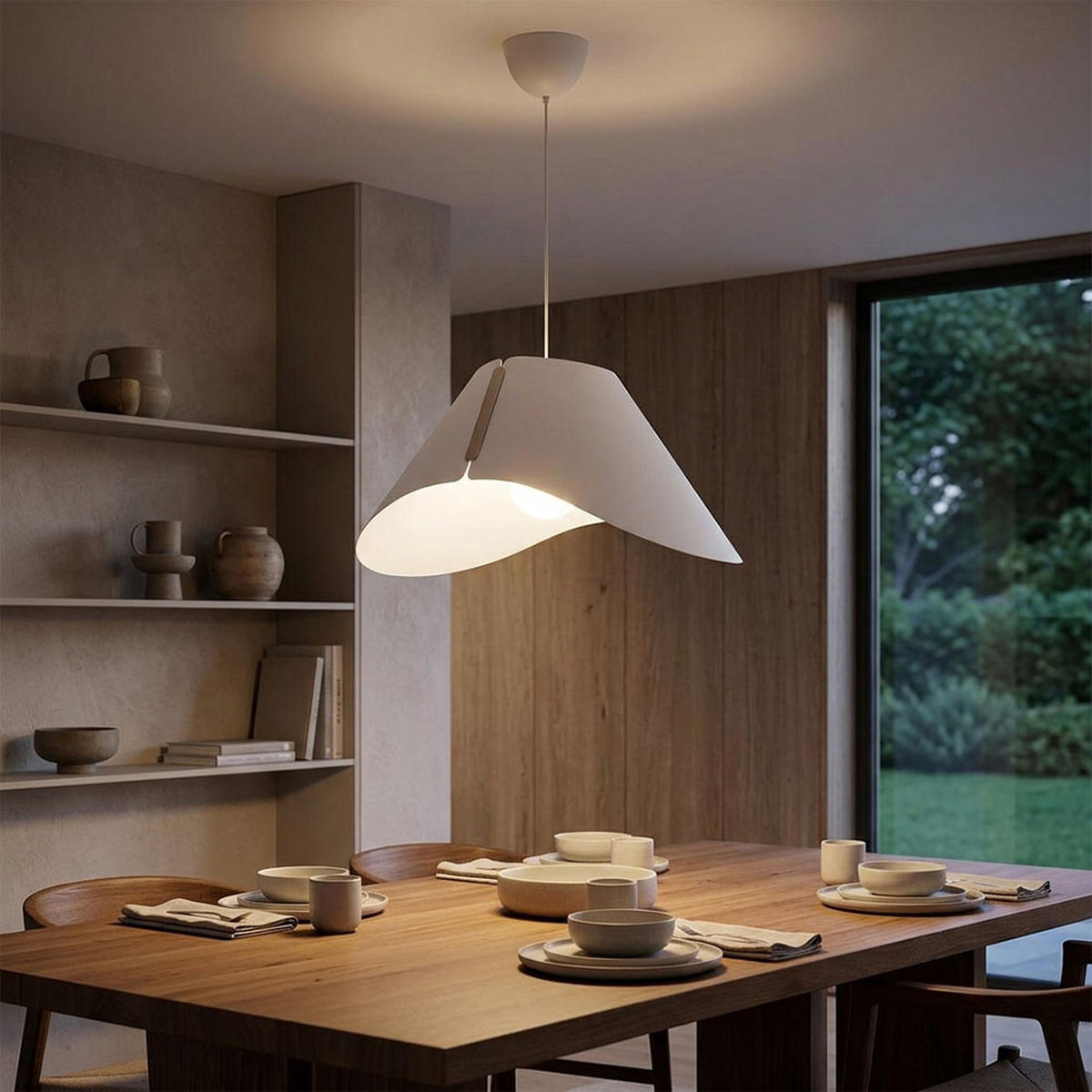 LED HÄNGELEUCHTE ECRU Weiß - Weiß, Kunststoff (57.2/45.5/185.5cm)