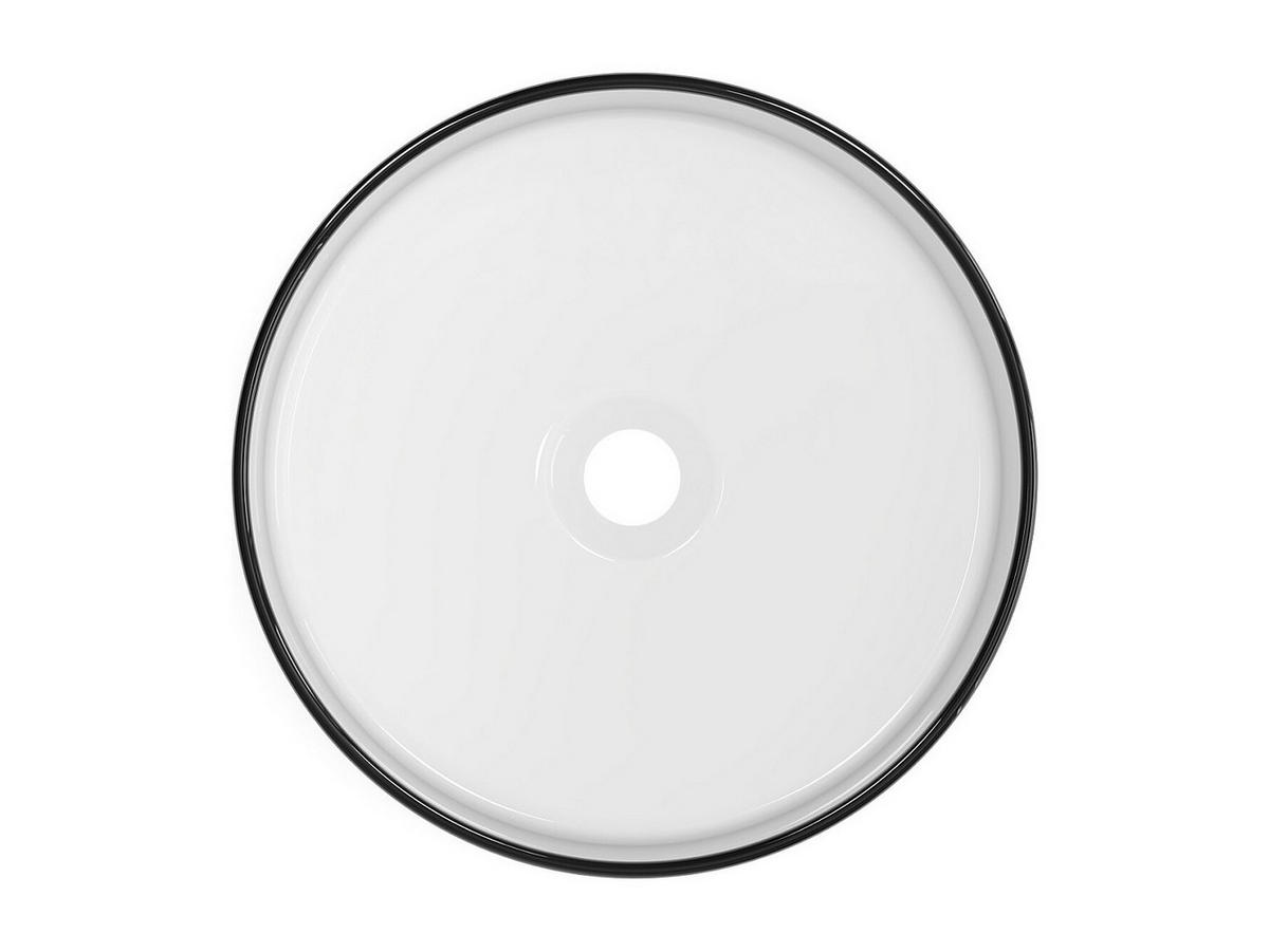 AUFSATZWASCHBECKEN rund - Keramik - Weiß mit schwarzer Umrandung - 36 cm - LENISO II - Schwarz, Keramik (36/12/36cm) - Vente-Unique