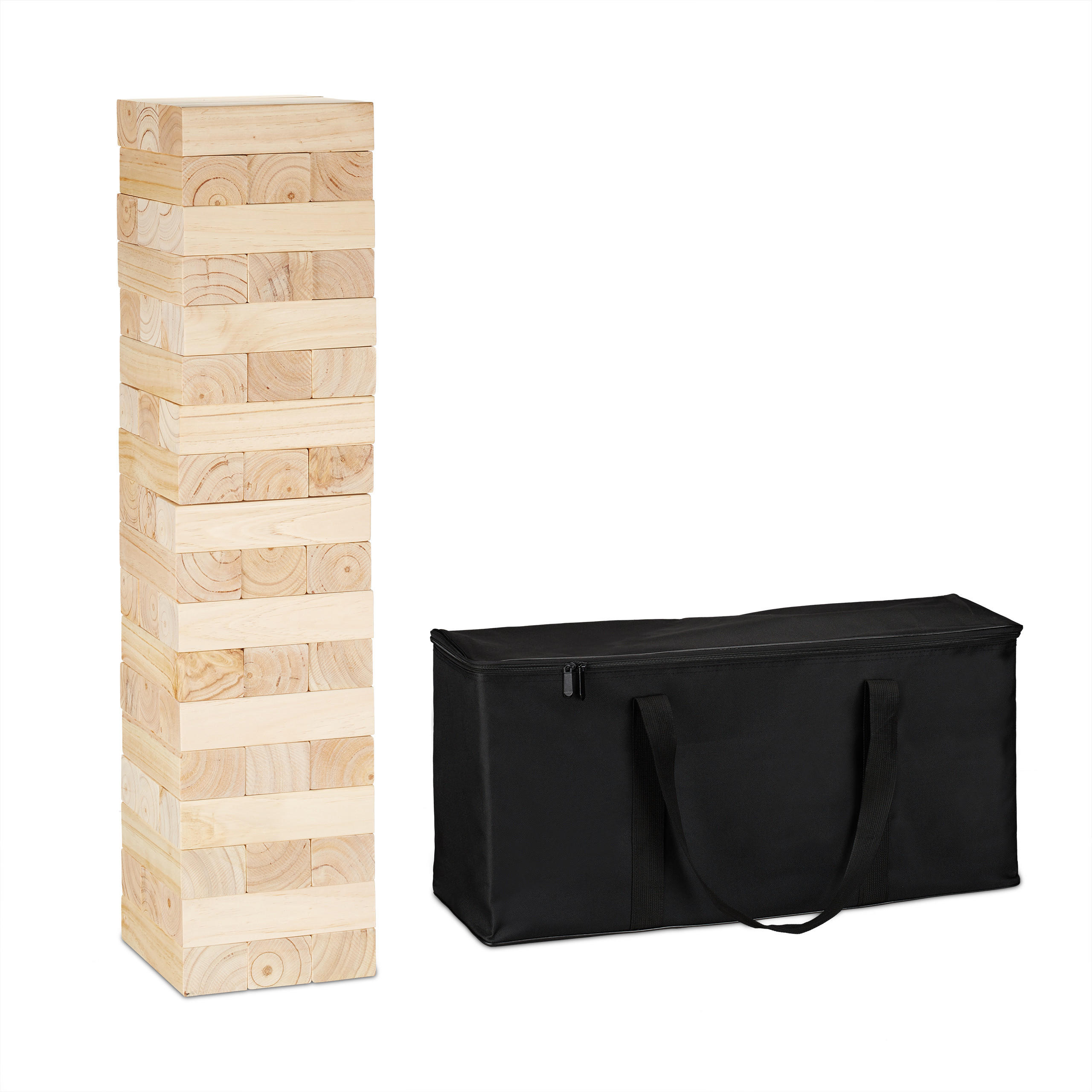 WACKELTURM - Hellbraun, Holz/Textil (21/21cm) - Relaxdays