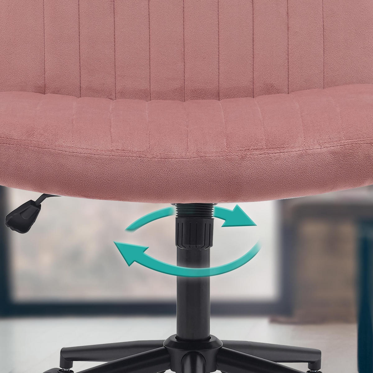 DREHSTUHL Samt pink - Pink/Schwarz, Textil/Metall (62/86/65cm) - CLP