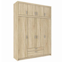 DREHTÜRENSCHRANK Elena mit 4 Türen und 2 Schubladen, mit Aufsatz Sonoma Eiche - Sonoma Eiche, Holzwerkstoff (176/245/53cm) - Beautysofa