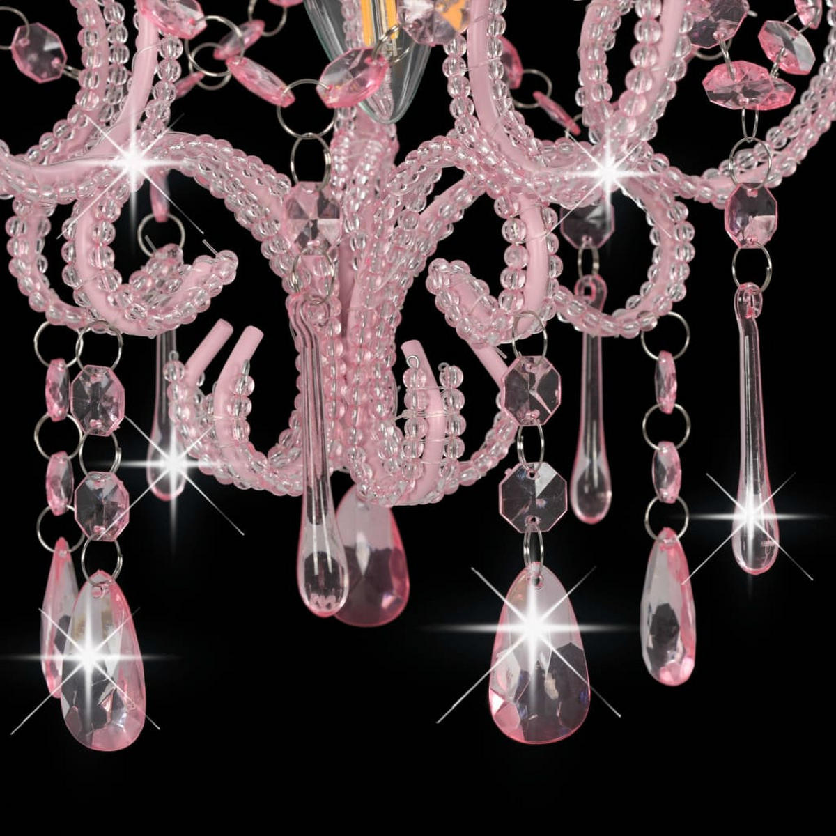 DECKENLEUCHTE Mit Perlen Rosa Rund E14 - Pink, Metall (24/4/32cm) - vidaXL