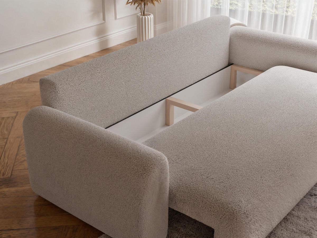 SCHLAFSOFA JOBO mit Bettkasten, Beige - Beige, Textil (244/76/98cm) - Idohome