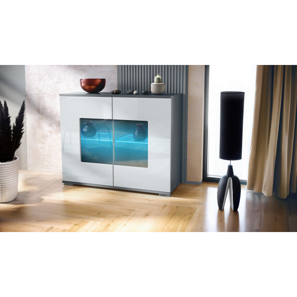 Thumbnail - Vladon Kommode, Weiß Hochglanz, Holzwerkstoff, 92.5x75.5x35 cm, Wohnzimmer, Kommoden & Sideboards, Kommoden