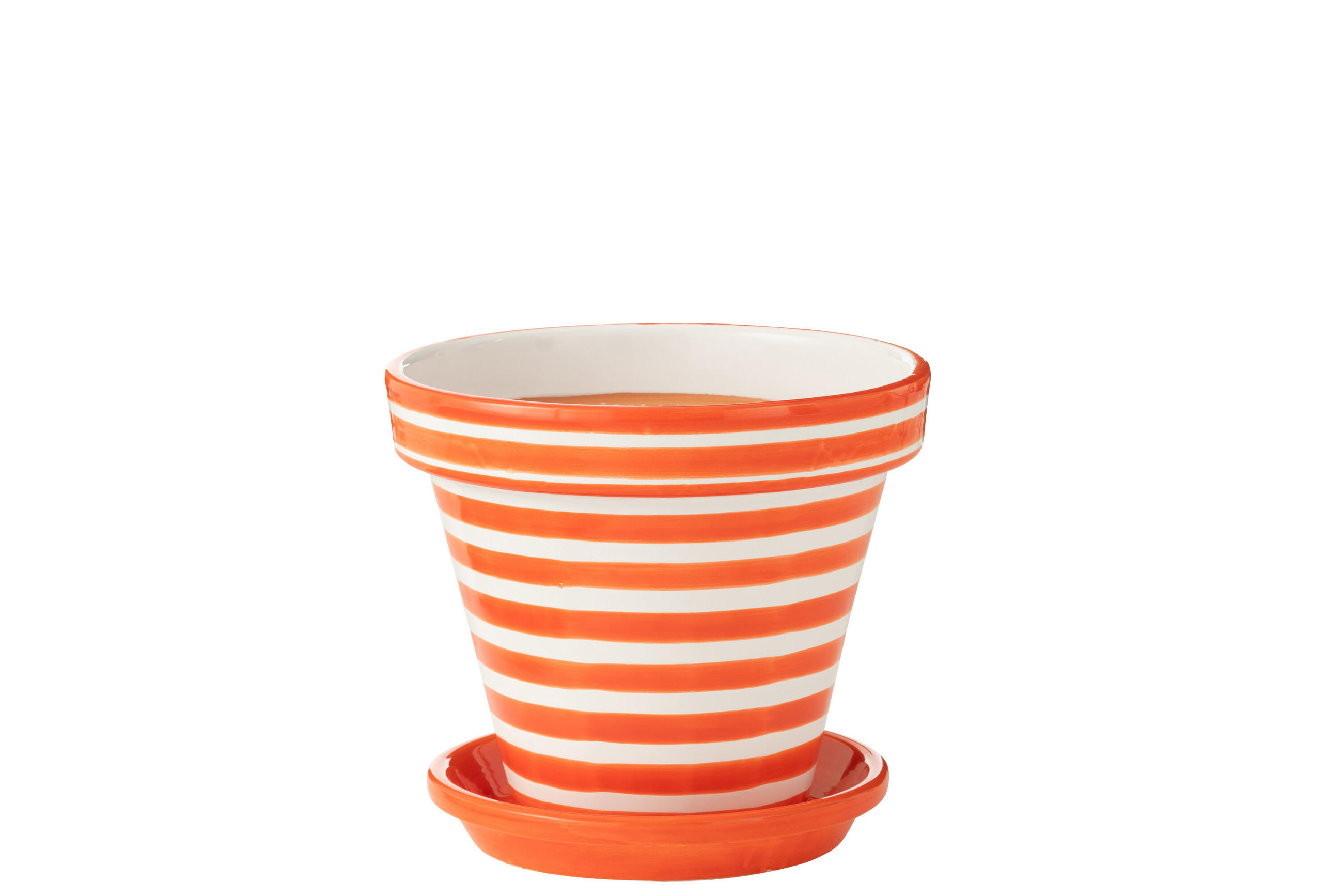 BLUMENTOPF GRANADA STRIPES - Töpferei - Orange - L - Ø 35 cm - Multicolor, Keramik (35/33cm) - J-Line