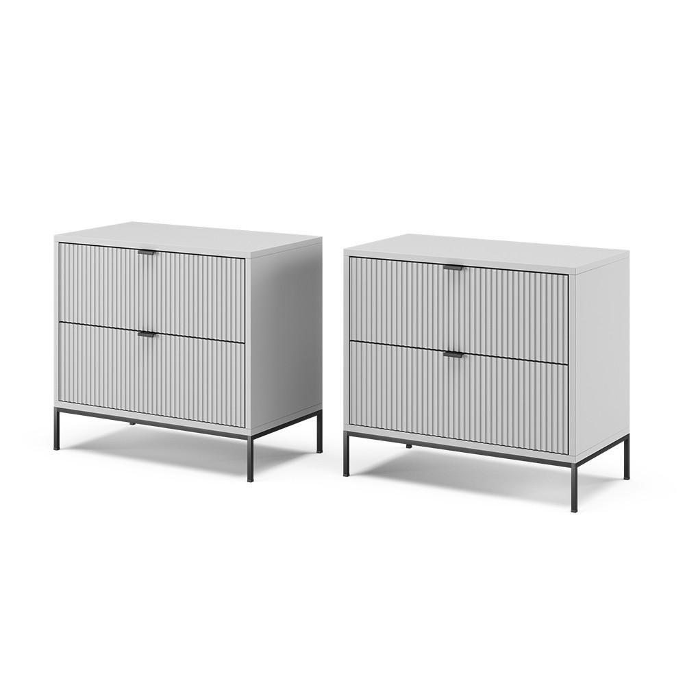 NACHTTISCHE Eliza Grau 66 x 60 cm 2er Set - Grau, Holzwerkstoff (66/60/36cm) - Vicco