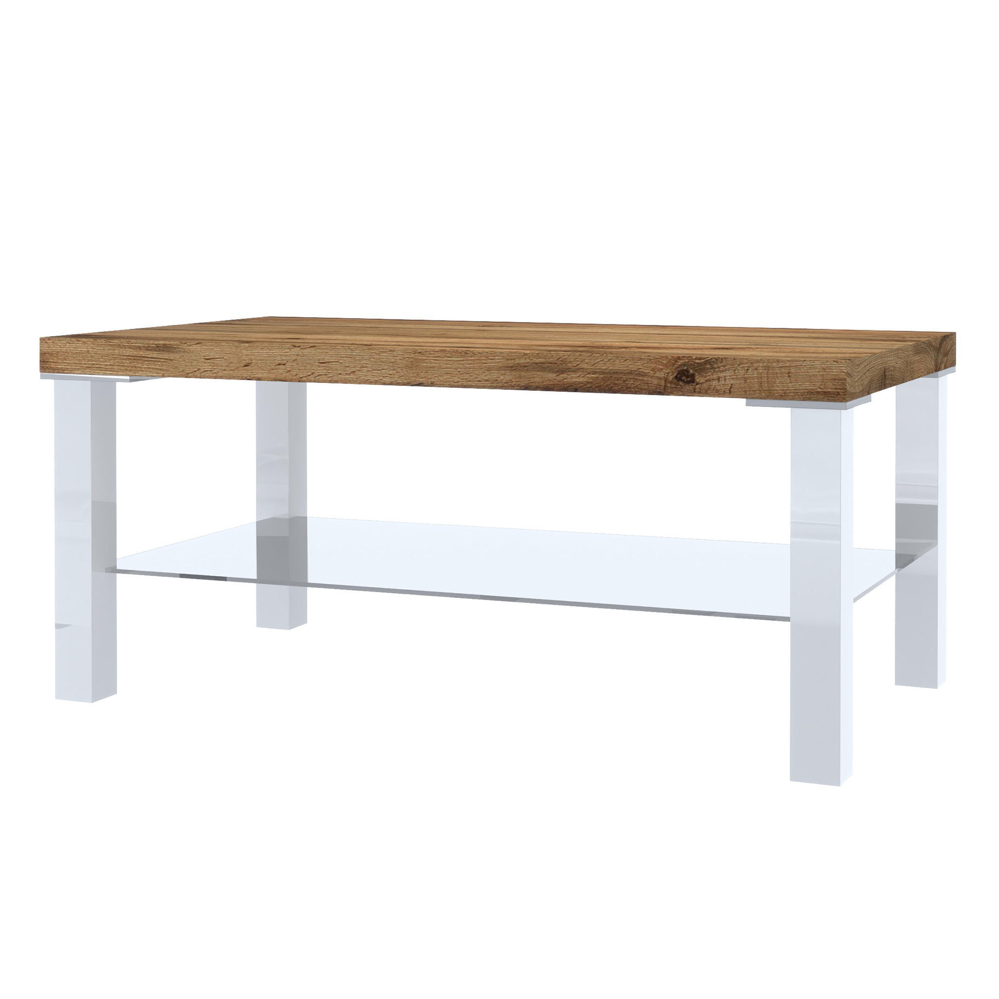 WOHNZIMMERTISCH 90 x 45 cm, Weiß / Wotan Eiche - Weiß/Braun, Holz (45/43.5/90cm) - B BELINI GROUP
