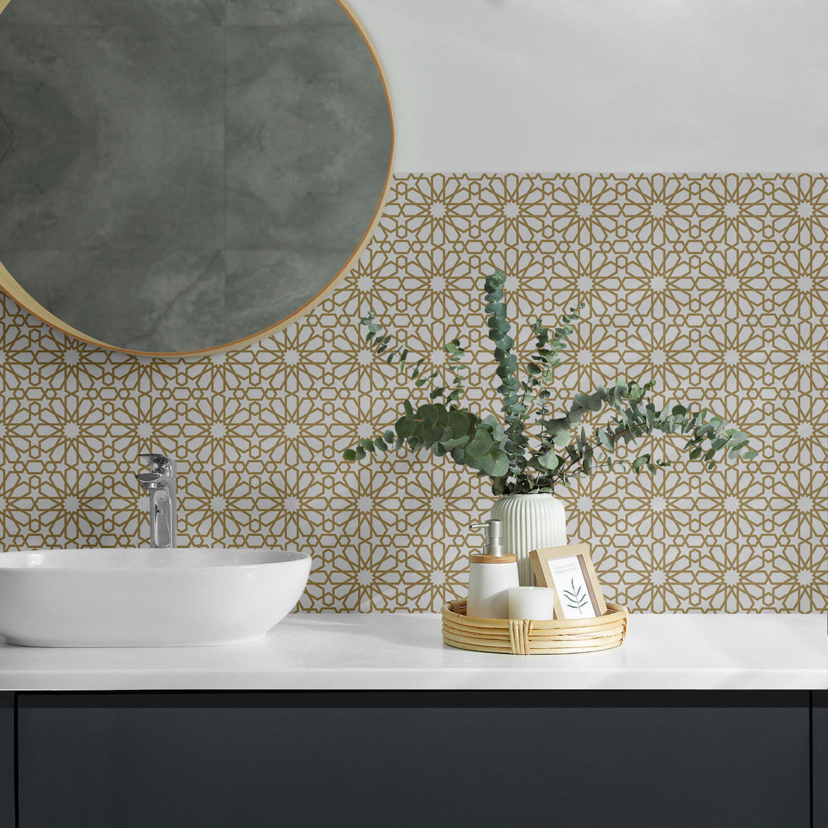 WANDPANEEL 9 Stück 30x30 cm selbstklebend Zahira - Sandfarben, Kunststoff (30/1.6/30cm) - Wallfluent