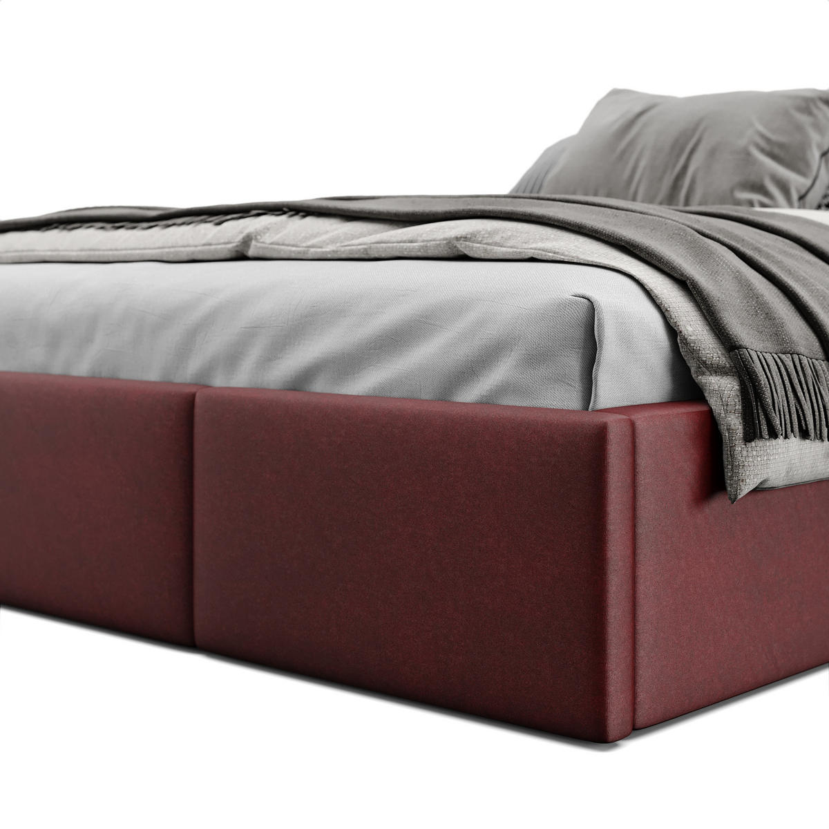 POLSTERBETT für Schlafzimmer Bett mit Stauraum Weinrot 140x200cm - Weinrot, Holzwerkstoff/Textil (160/200cm) - Muralo