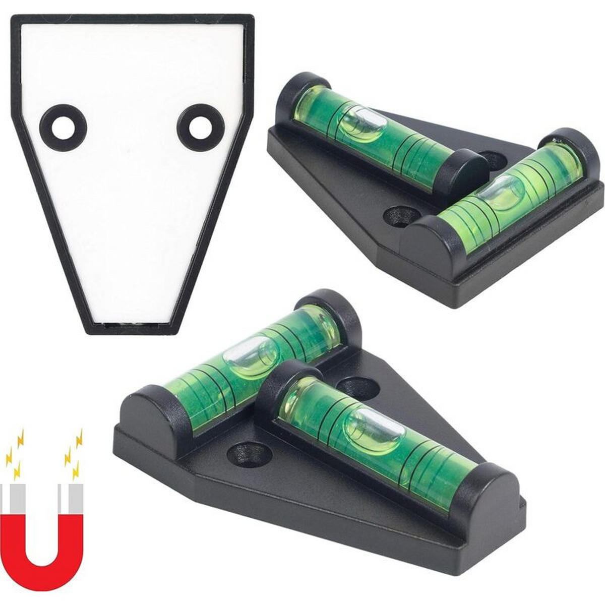 WASSERWAAGE - Dreieck - Zweiteiliges Set mit Magnet - Schwarz, Kunststoff (5.7/4.3/1.6cm) - DCA