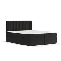 BOXBETT Spencer Schwarz 160/200 cm mit Matratze und Topper - Schwarz, Holz/Holzwerkstoff (160/200cm) - Maison de Reve