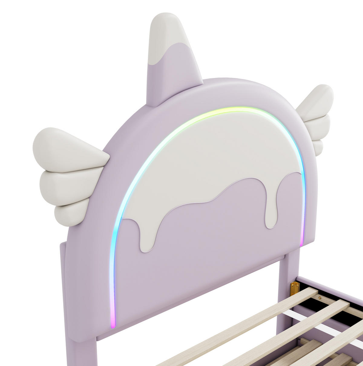 KINDERBETT 90/200 cm Violett aus PU mit Einhornform und Ausziehbett - Lila, Kunststoff (90/200cm) - OKMYHOME