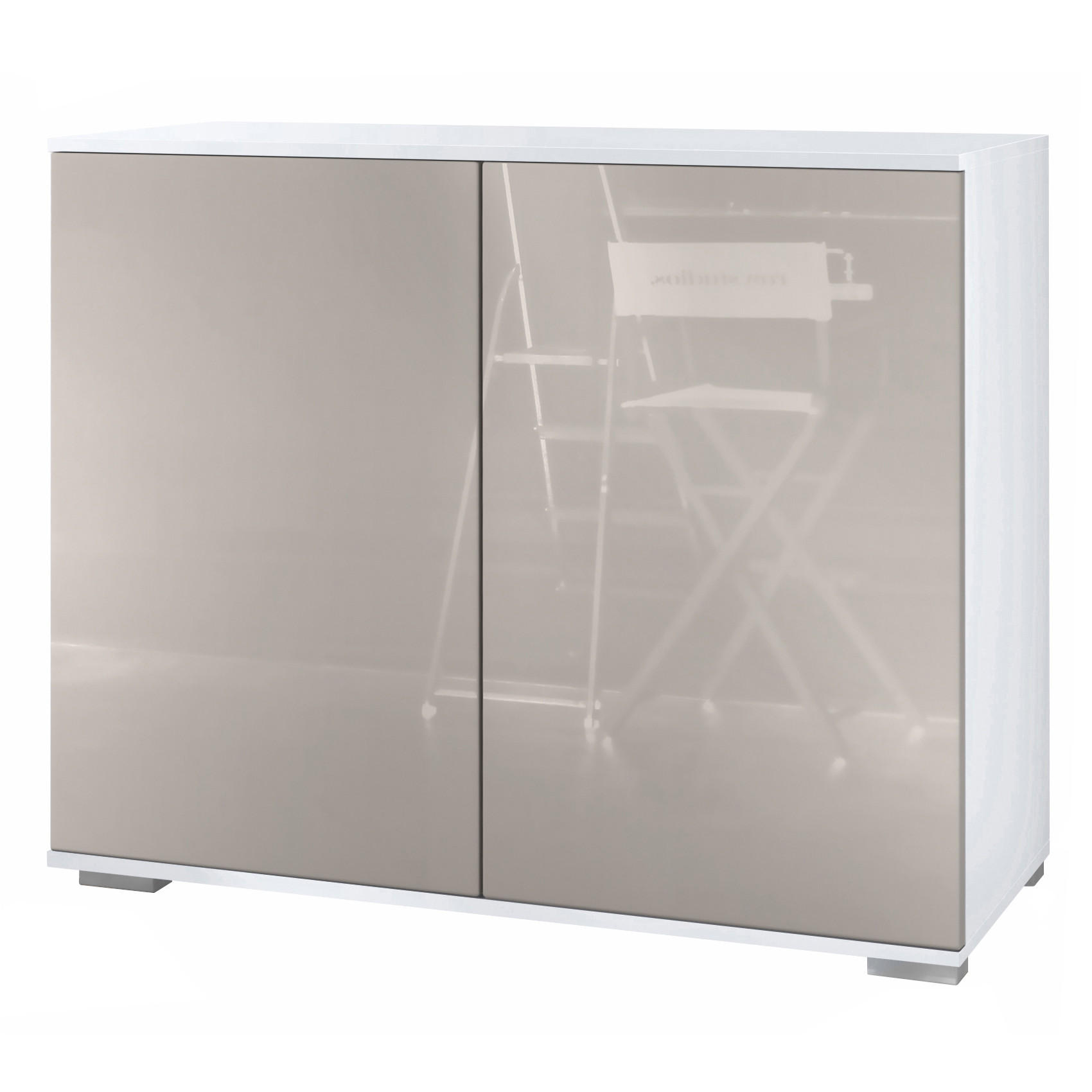 KOMMODE Skadu Sandgrau Hochglanz - Sandfarben, Holzwerkstoff (92.5/75.5/35cm) - Vladon