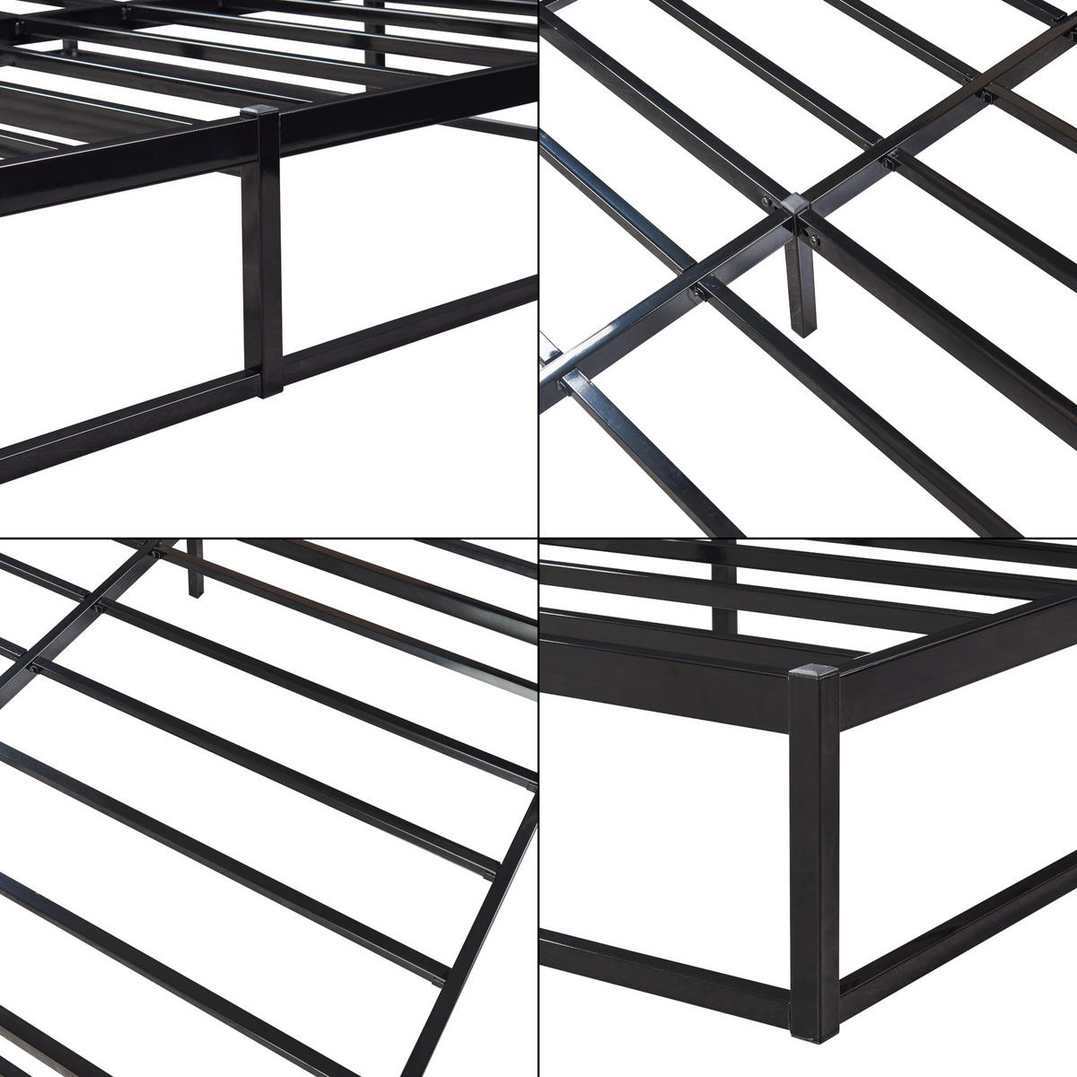 METALLBETT Trerunta - Schwarz, Metall (180/200cm) - [en.casa]