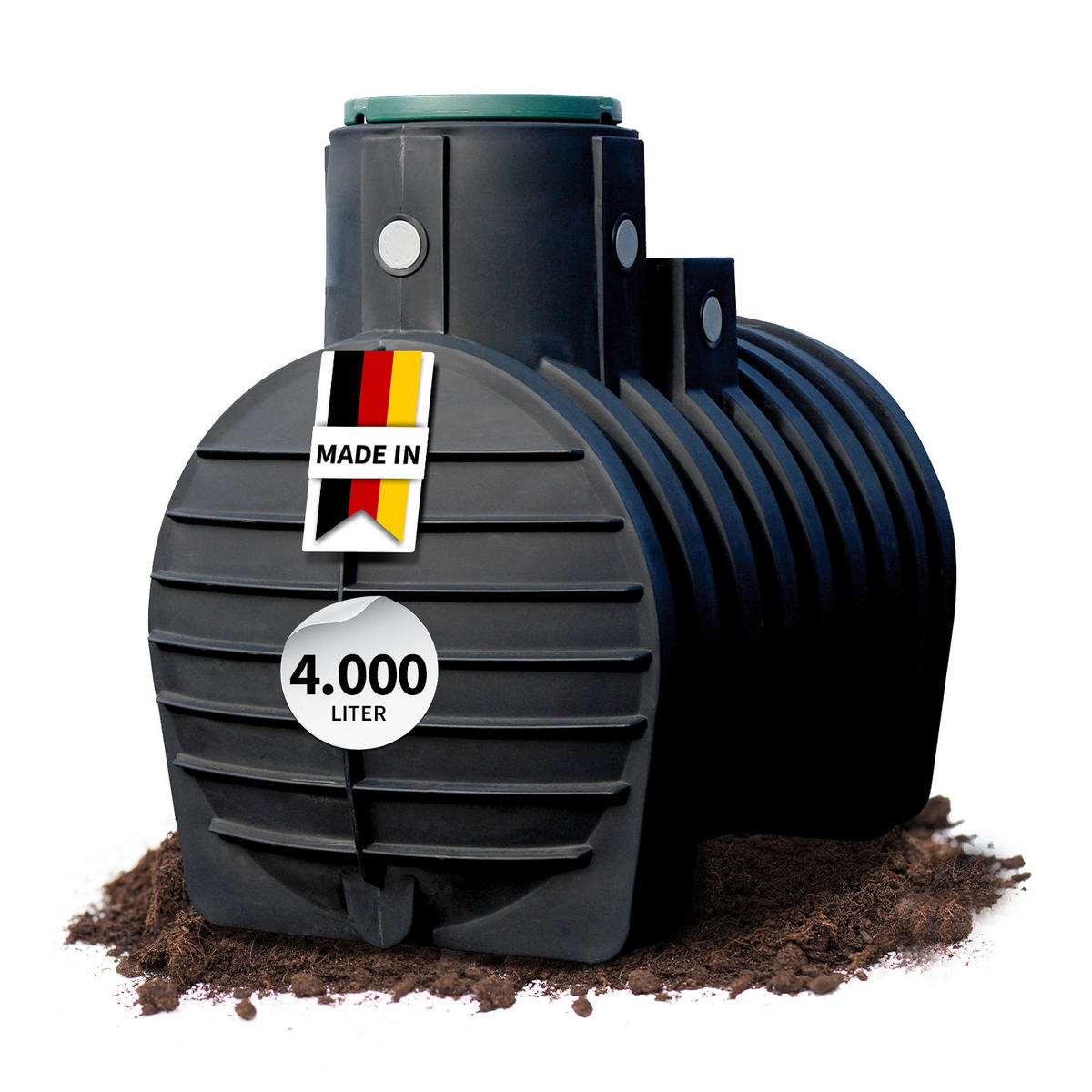 ERDTANK 4000 L inkl. Tankabdeckung - Schwarz, Kunststoff (150/205/242cm) - 4rain