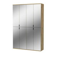 GARDEROBENSCHRANK Eiche Artisan 122 cm, Flurschrank mit Spiegel - Chromfarben/Schwarz, Glas/Holzwerkstoff (122/193/34cm) - Inn.Furn