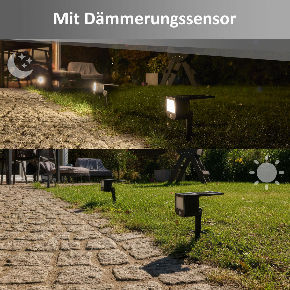 LED-SOLAR-SICHERHEITSLEUCHTE - mit Bewegungsmelder und Funk-Aktivierung für Garten und Terrasse, 6er-Set - Weiß, Kunststoff (13/4.5/33.9cm) - Northpoint