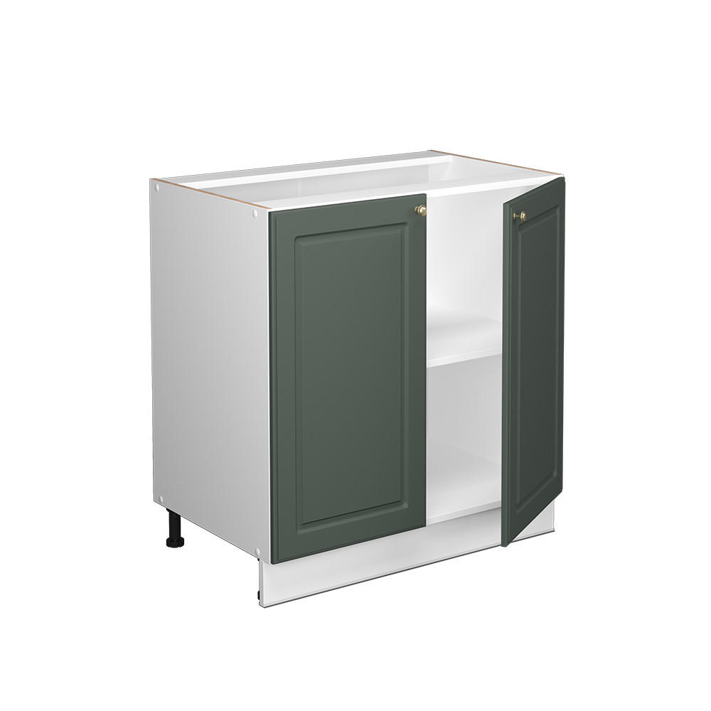 SPÜLENUNTERSCHRANK Fame-Line Grün-Gold Landhaus 80 cm mit Regal AP Marmor - Weiß/Grün, Holzwerkstoff (80/82/60cm) - Vicco