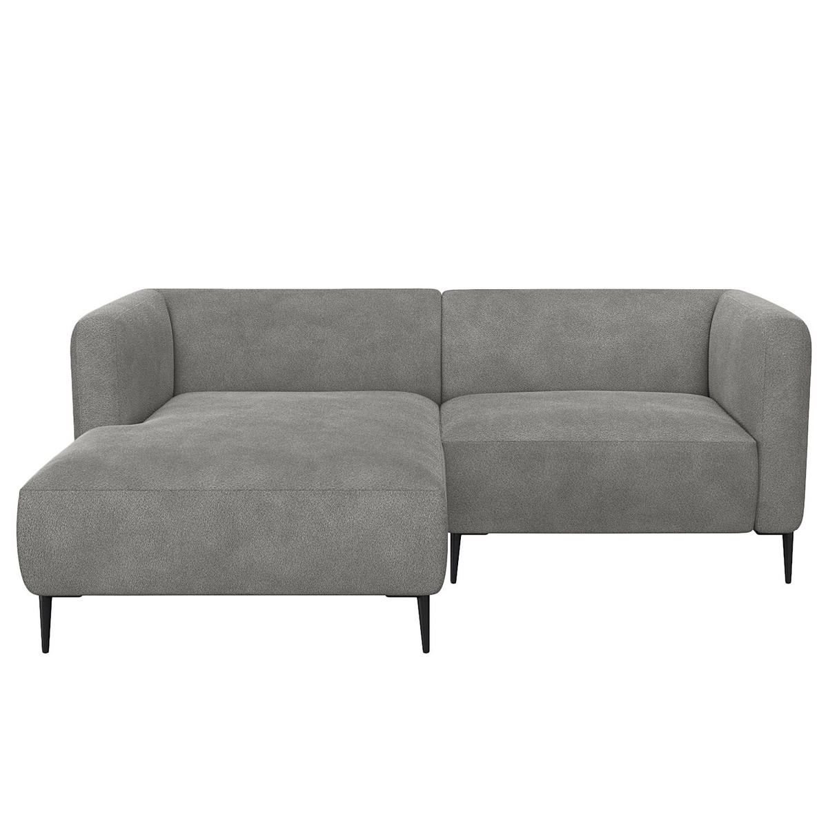 1,5-SITZER ECKSOFA mit Longchair - Schwarz/Grau, Textil/Metall (211/148cm) - home24