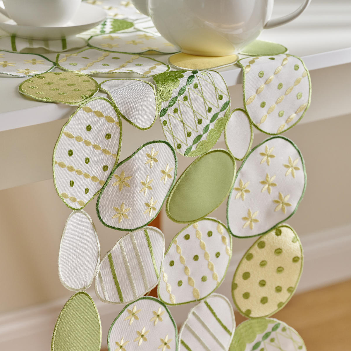 TISCHLÄUFER Egios - Weiß, Textil (180/35/1cm) - home&you