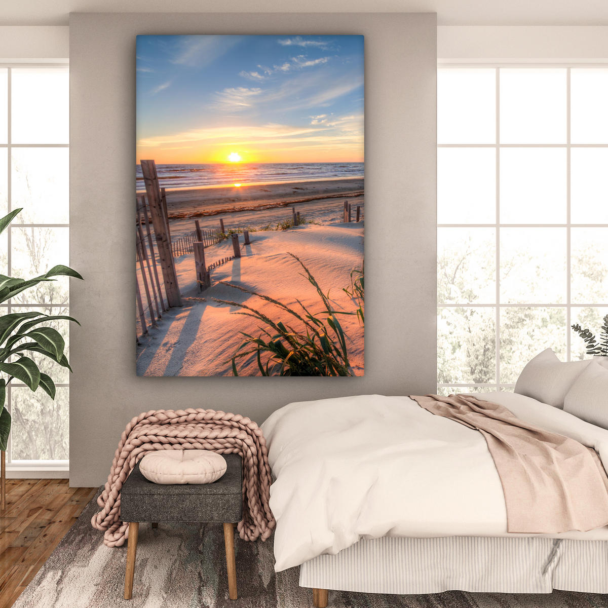 SLIKA NA PLATNU Plaža 90x140 cm - bež, tekstil (90/140cm) - MuchoWow