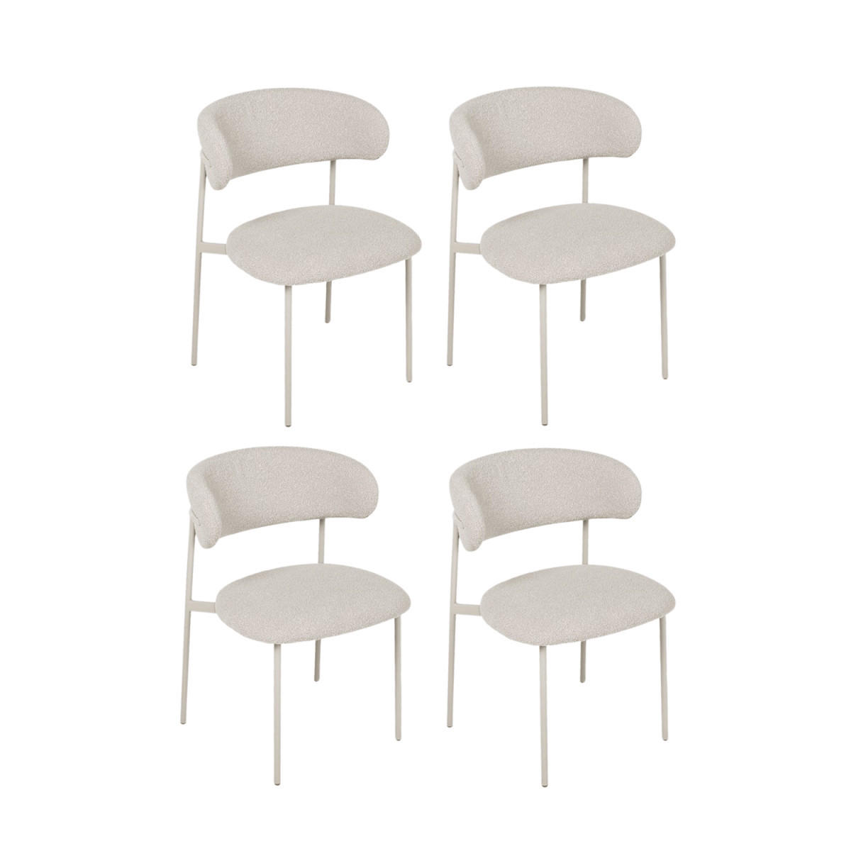 STUHL-SET 4 Stück in Teddystoff Beige - Beige, Textil/Metall (55/70/55cm) - Furnhouse