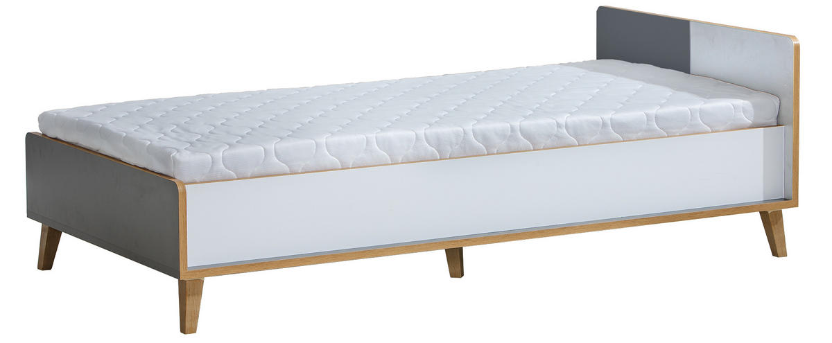 JUGENDZIMMER Werso in Weß, Riviera Eiche und Anthrazit 6 teiliges Komplett Set Kinderzimmer - Grau, Holzwerkstoff (120/200/80cm)