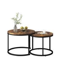 COUCHTISCH 2er-Set 70,5/50 cm & 44/45,5 cm in Braun, nestbar mit MDF-Platte - Braun, Holzwerkstoff (70.5/70.5/50cm) - Flora Grace