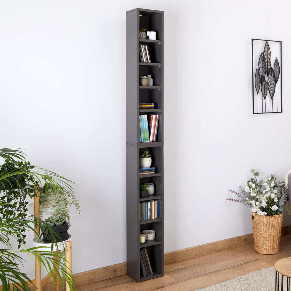 CD/DVD- REGAL CHART - Grau, Holzwerkstoff (20/186/17cm) - CARO-Möbel
